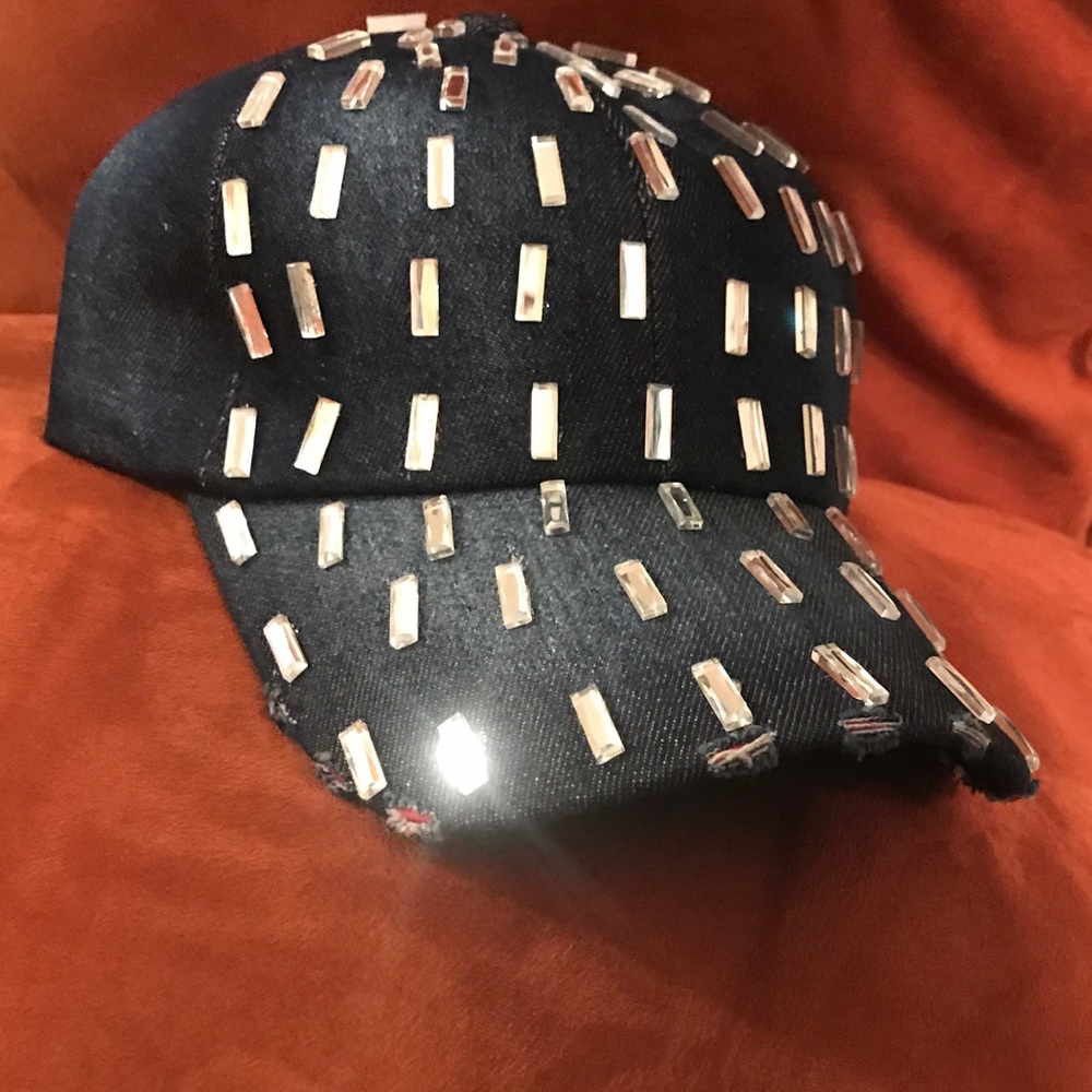 Denim Embellished Cap
